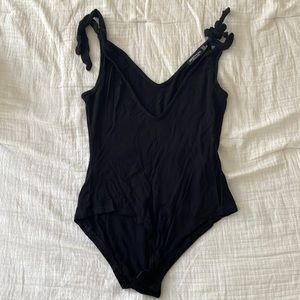 Deep V neck tie strap Bodysuit